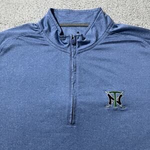 Johnnie O 1/4 Zip Pullover Mens L Blue Performance Stretch Golf Club Logo